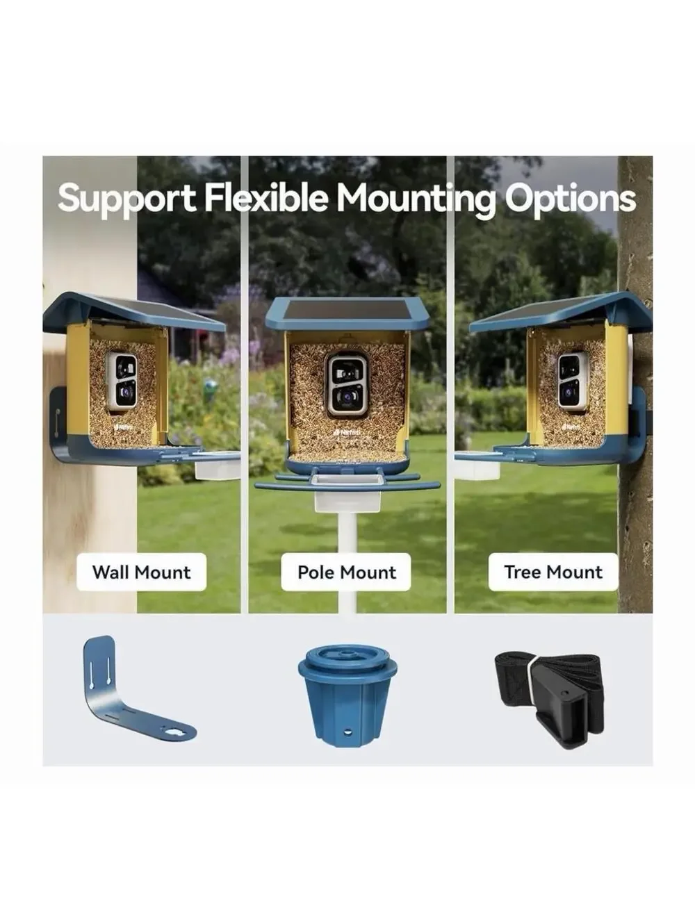 Camera Bird Feeders for Outside, Ideal Gift for Bird Lovers (Dark Blue)